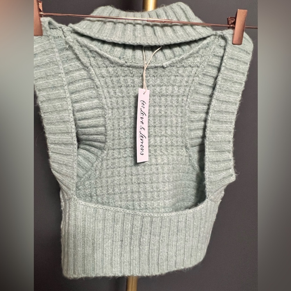 COPY - COPY - Open back turtle neck fuzzy sweater top - Picture 4 of 5